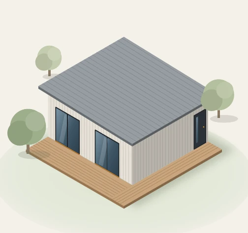Render del kit de vivienda Nido de 33 m² en Steel Framing
