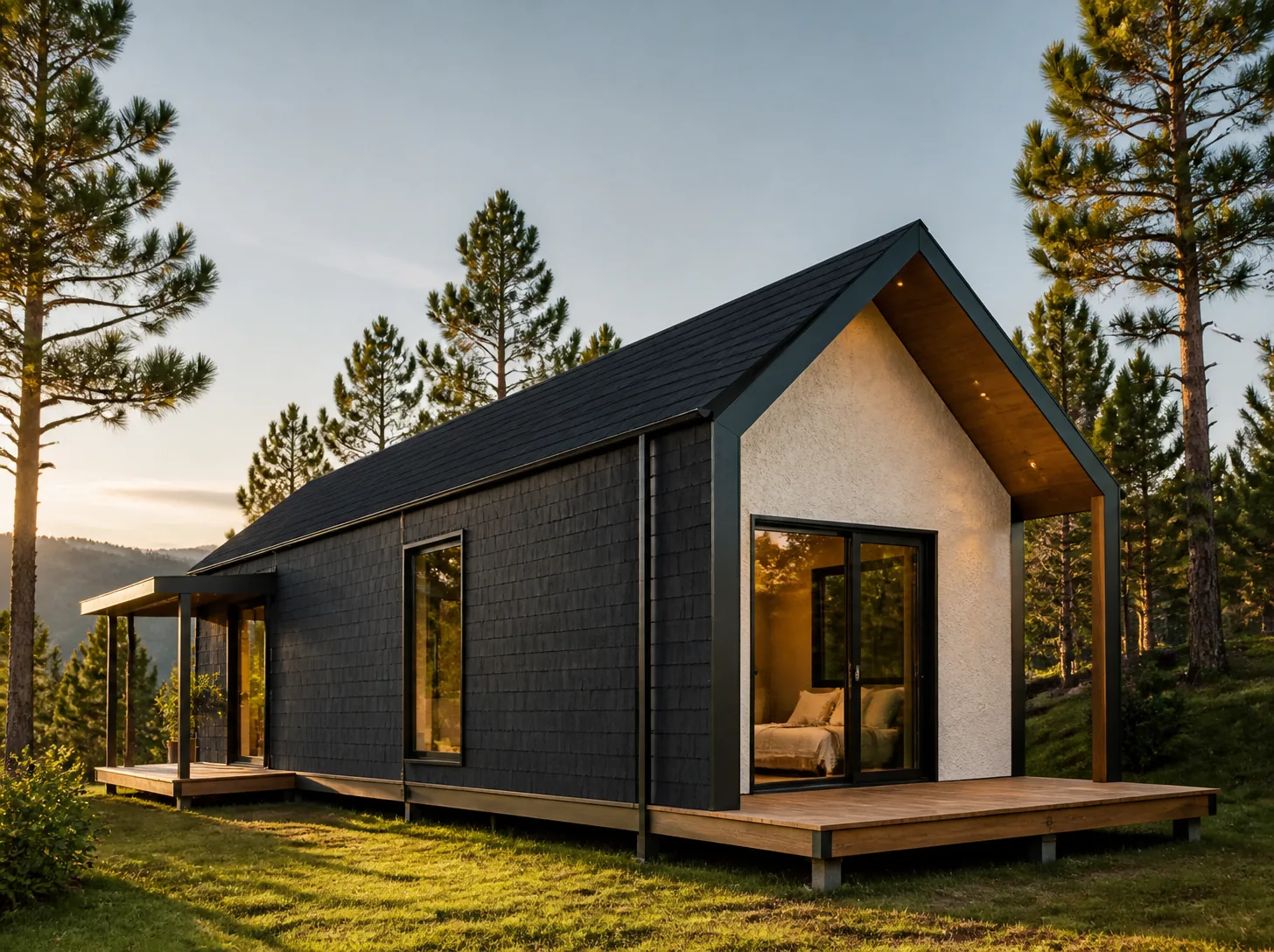 Render del kit de vivienda Cumbre de 40 m² en Steel Framing